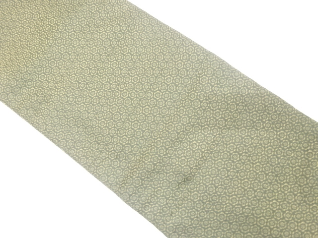 JAPANESE KIMONO / ANTIQUE MARU OBI / SILK / WOVEN KIKKO WITH FLOWER